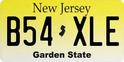 NJ license plate B54XLE