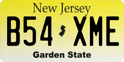 NJ license plate B54XME