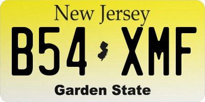 NJ license plate B54XMF