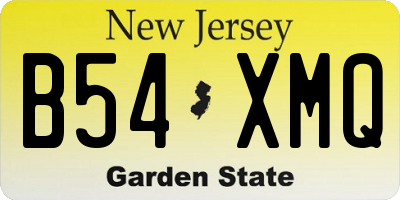 NJ license plate B54XMQ