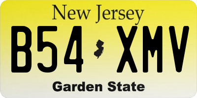 NJ license plate B54XMV