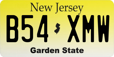 NJ license plate B54XMW