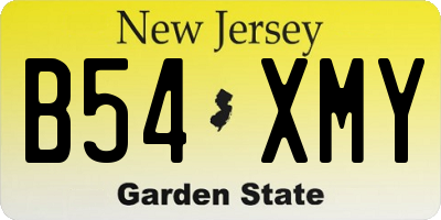 NJ license plate B54XMY