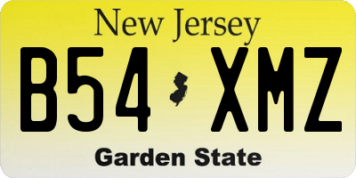 NJ license plate B54XMZ
