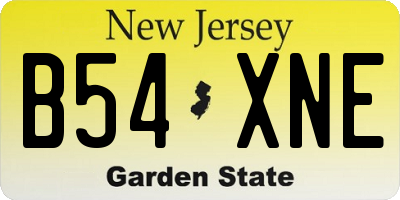 NJ license plate B54XNE
