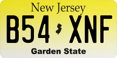 NJ license plate B54XNF