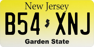 NJ license plate B54XNJ