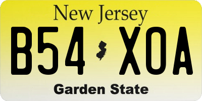 NJ license plate B54XOA