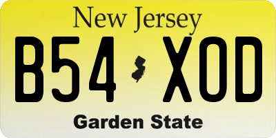 NJ license plate B54XOD