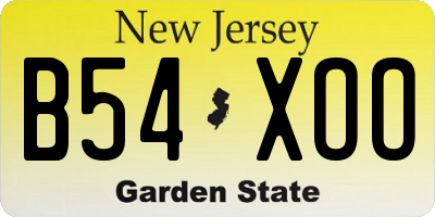 NJ license plate B54XOO