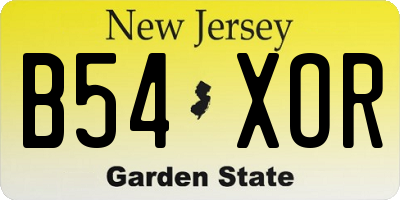NJ license plate B54XOR