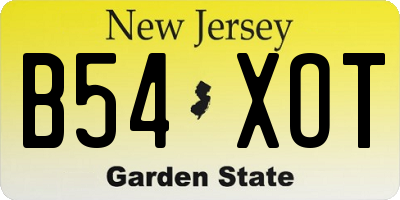 NJ license plate B54XOT