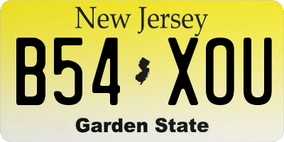 NJ license plate B54XOU