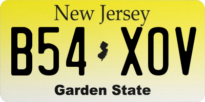 NJ license plate B54XOV