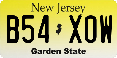 NJ license plate B54XOW