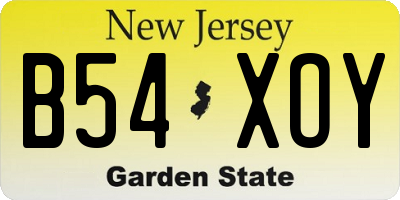 NJ license plate B54XOY