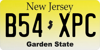 NJ license plate B54XPC