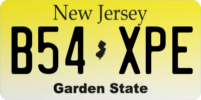 NJ license plate B54XPE