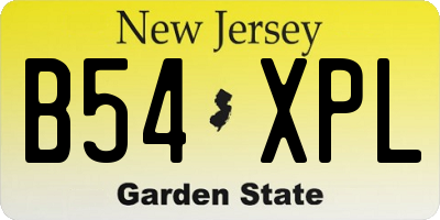 NJ license plate B54XPL