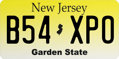 NJ license plate B54XPO