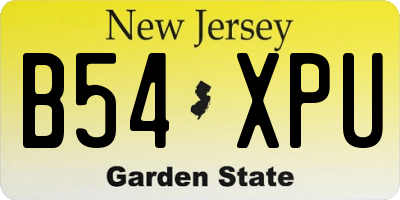NJ license plate B54XPU