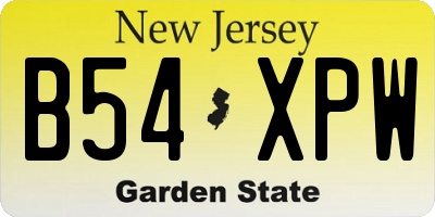 NJ license plate B54XPW
