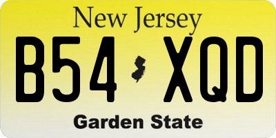 NJ license plate B54XQD