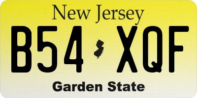 NJ license plate B54XQF