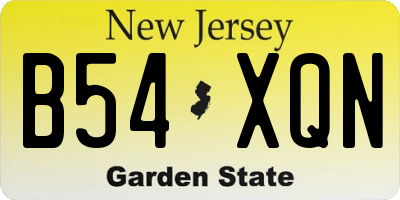 NJ license plate B54XQN