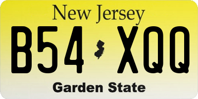 NJ license plate B54XQQ