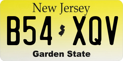NJ license plate B54XQV
