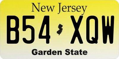 NJ license plate B54XQW