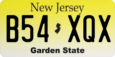 NJ license plate B54XQX