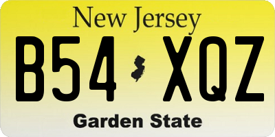 NJ license plate B54XQZ