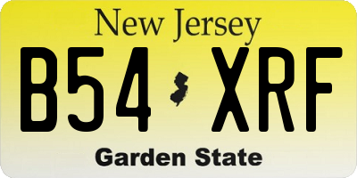 NJ license plate B54XRF