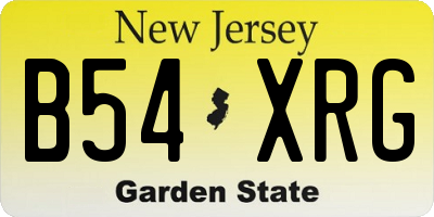 NJ license plate B54XRG