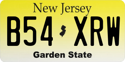 NJ license plate B54XRW