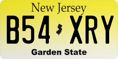 NJ license plate B54XRY