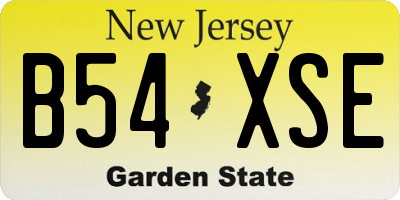 NJ license plate B54XSE