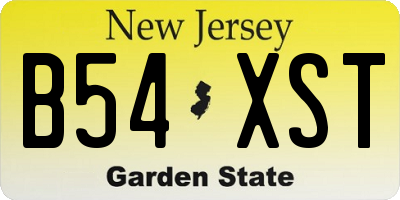 NJ license plate B54XST