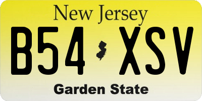 NJ license plate B54XSV