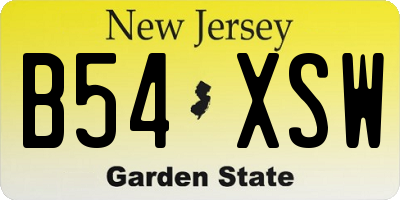 NJ license plate B54XSW