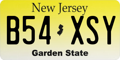 NJ license plate B54XSY