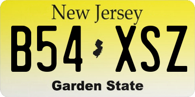 NJ license plate B54XSZ
