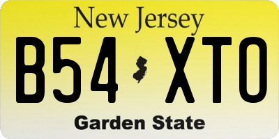 NJ license plate B54XTO