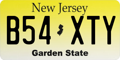 NJ license plate B54XTY