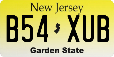 NJ license plate B54XUB