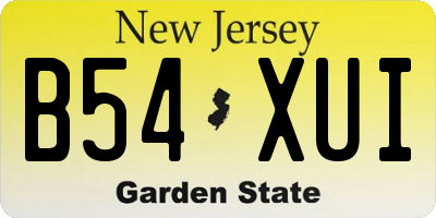 NJ license plate B54XUI