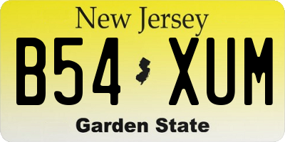 NJ license plate B54XUM