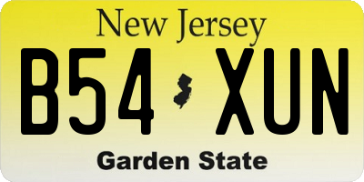 NJ license plate B54XUN